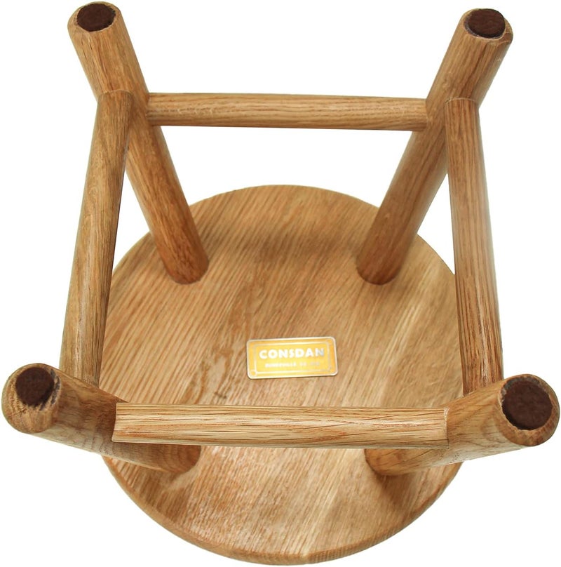 CONSDAN 9-Inch Round Step Stool for Adults & Kids, USA Grown Solid Oak Hardwood, Sturdy Small Foot Stool for Kitchen, Bedroom, Bathroom, Shoe Changing, Plant Stand, Fully Assembled (Natural) - Image 4